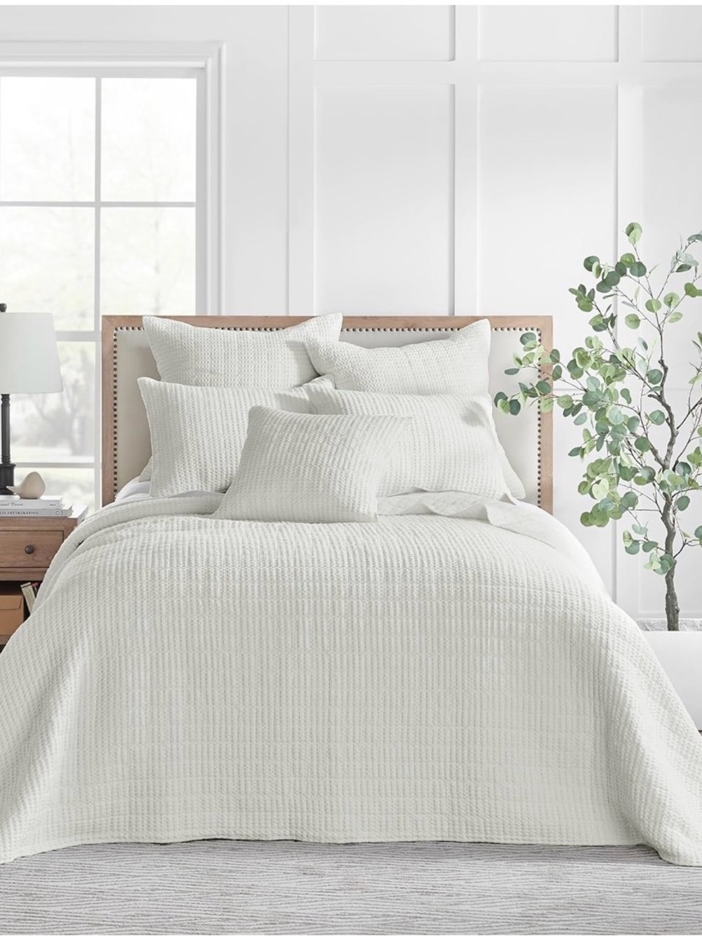 ⭐️Levtex Home Mills Waffle Queen Bedspread Set w/2 Pillow Shams-Pre-Washed-Cream